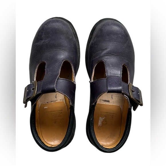 Dr. Martens Shoes - Vintage Dr. Martens T Strap Mary Jane Steel Toe Shoes Made in England Size 4